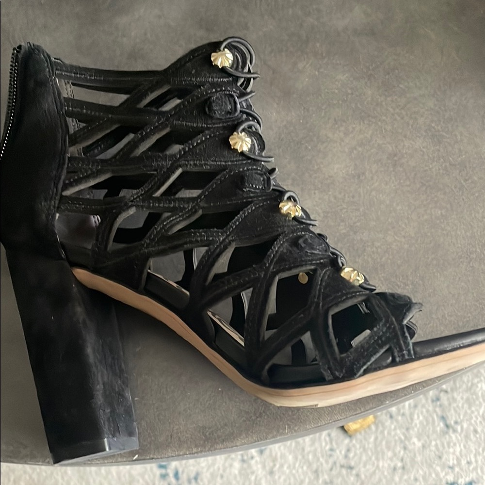 Sam Edelman Elegant Black and gold  Strappy Women's Heels